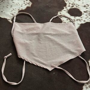 Pink Shimmer Tie-Back Top